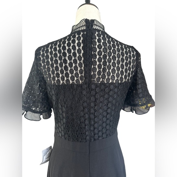 Chelsea 28 lace embroidered ruffle short sleeve little black dress - Picture 10 of 10